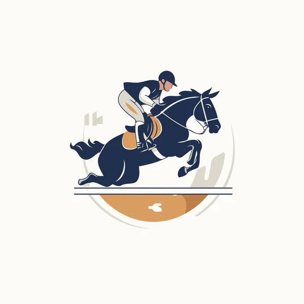 Jockey Riding Horse Equestrian Sport Vector Illustration — Stock Vector