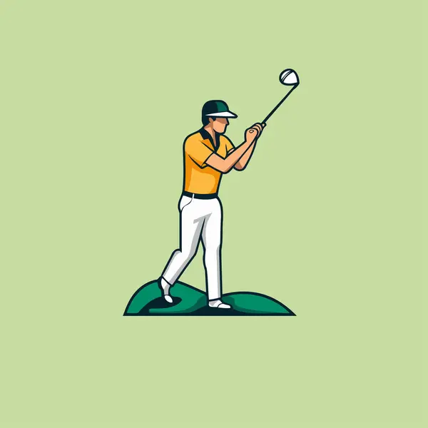 Golfer Hit Ball Vector Illustration Cartoon Style — Stock Vector
