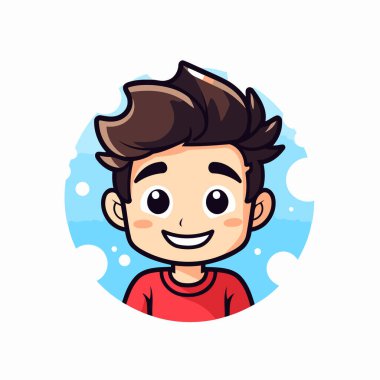 Yakışıklı çocuk çizgi film karakteri. Vektör çizimi. Düz tasarım.