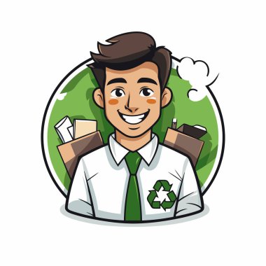 Ekoloji adamı karikatür ikonu vektör illüstrasyon grafik tasarım vektör çizimi grafik tasarımı