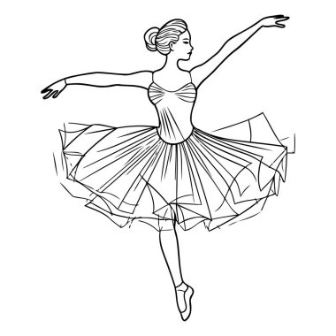 Bale etekli güzel bir balerin. Vektör illüstrasyonu.