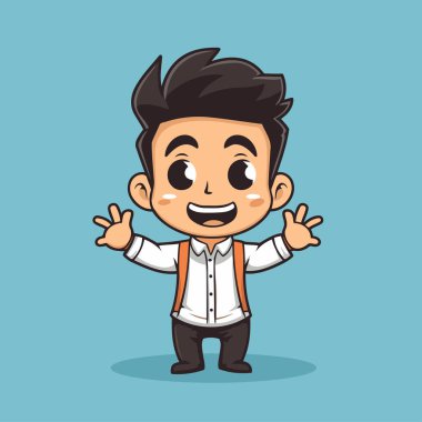 Tatlı çocuk çizgi film karakteri. Düz bir şekilde vektör illüstrasyonu.