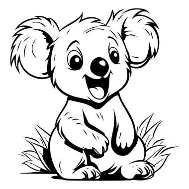 Siyah ve Beyaz Çizgi Film Çizgi Filmi Boyama Kitabı Sevimli Koala Hayvanı