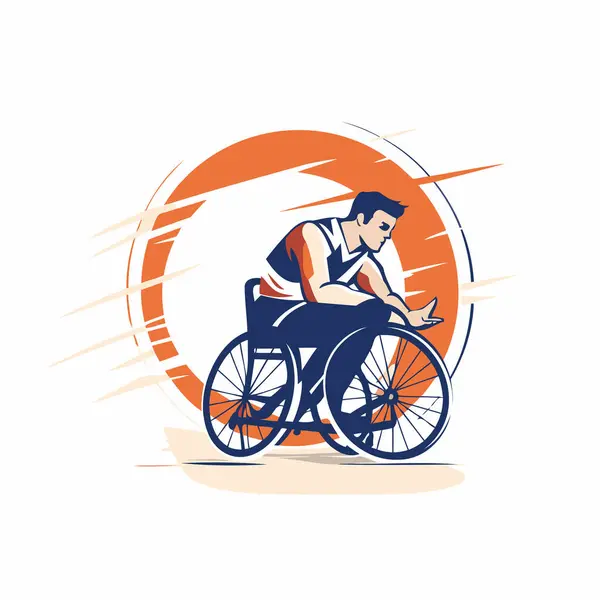 Disabled Person Wheelchair Vector Logo Template Handicapped Man Wheelchair Illustration — Stock Vector