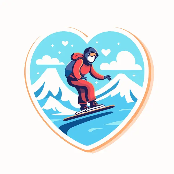 Snowboarder Form Heart Vector Illustration — Stock Vector