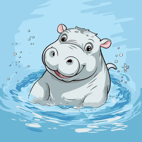Hipopótamo Agua Ilustración Vectorial Para Diseño — Archivo Imágenes Vectoriales