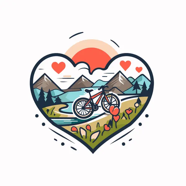 Mountain Bike Shape Heart Vector Illustration — Stock Vector