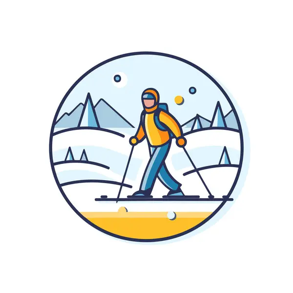 Yürüyüş Snowboard Çizgisi Ikonu Düz Biçimli Vektör Illüstrasyonu — Stok Vektör
