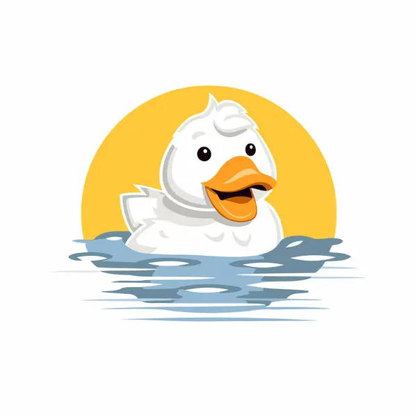 Duck Swimming Water Vector Illustration White Background — Stock Vector