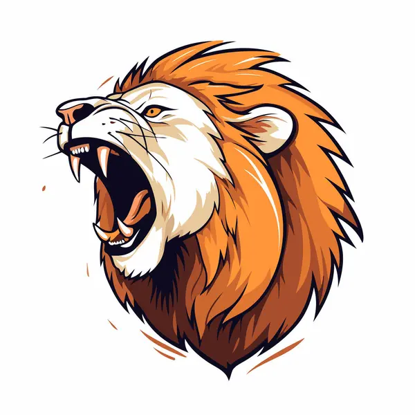 Aslan kafalı maskot. Aslan başlı maskotun vektör çizimi.
