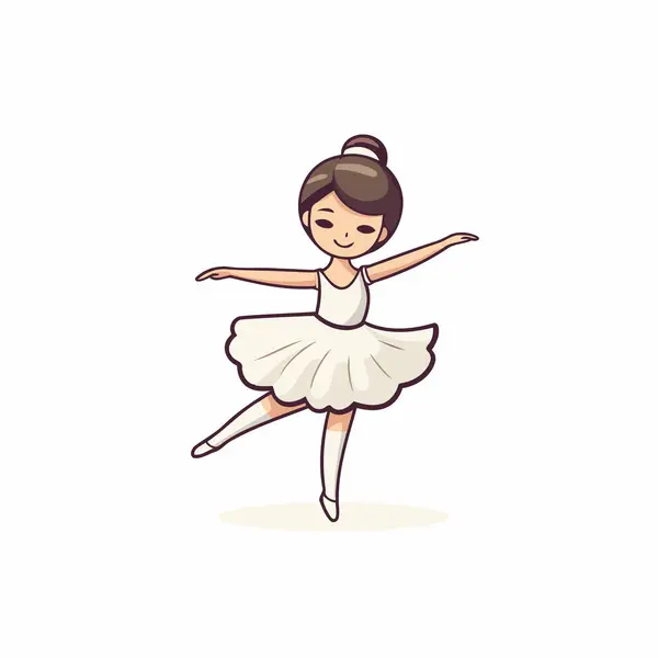穿着白色燕尾服的可爱的小芭蕾舞演员 矢量说明 — 图库矢量图片