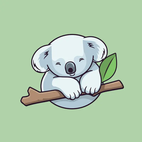Linda Caricatura Koala Aislado Sobre Fondo Verde Ilustración Vectorial — Archivo Imágenes Vectoriales