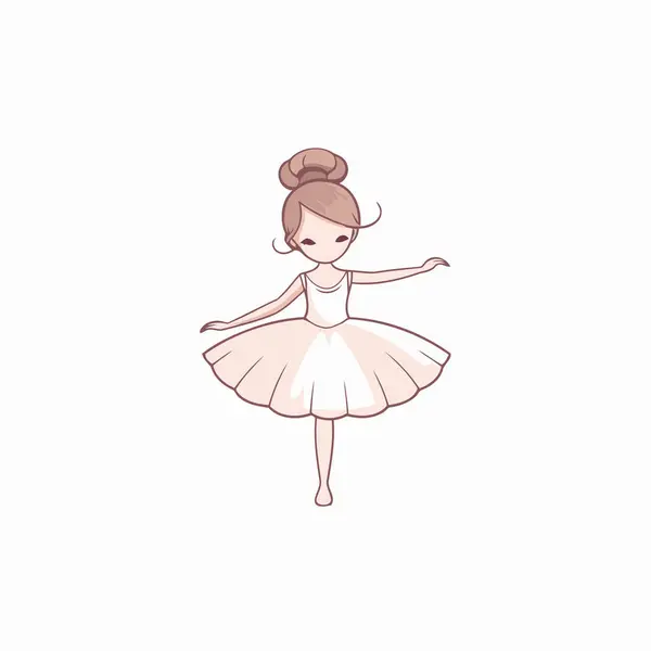 Schattig Klein Ballerina Witte Achtergrond Vector Illustratie Designicon — Stockvector