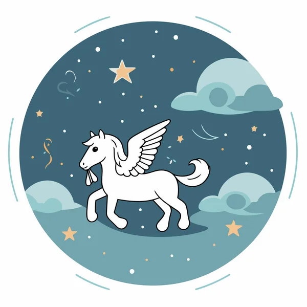 Unicorn Starry Sky Vector Illustration Cartoon Style — Stock Vector