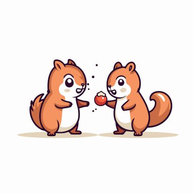Şirin sincap karikatür vektör çizimi. Sevimli küçük sincap karakteri..
