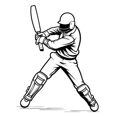 Beyzbol oyuncusu ve sopa. Vektör illüstrasyonu vinil kesim için hazır.