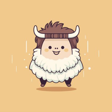 Şirin bir Çin çizgi filmi burcu, Taurus. Vektör illüstrasyonu