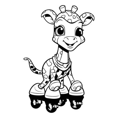 Patenli şirin çizgi film zürafası. Vektör illüstrasyonu.