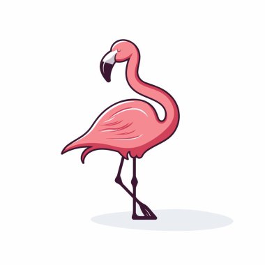 Flamingo ikonu. Pembe bir flamingonun vektör çizimi.