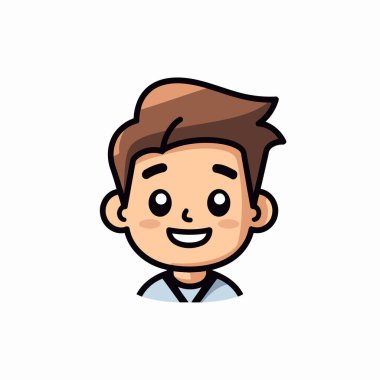 Gülen Suratlı Çocuk Maskot Karakteri Vektör Tasarımı Çizimi