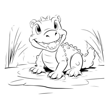 Tatlı timsah çizgi film karakteri. Boyama kitabı için Vektör illüstrasyonu.