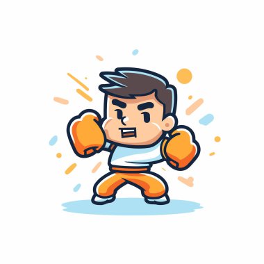 Vektör çizimi. düz dizayn. Çizgi film boksörü. Beyaz arkaplanda izole.