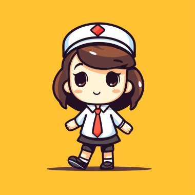 Tatlı hemşire kız çizgi film çizimi. Tatlı hemşire kız çizgi film karakteri..