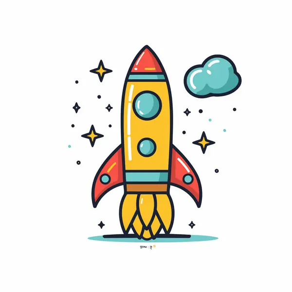 Rocket Icon Vector Illustration Flat Design Style Isolated White Background — Stock Vector