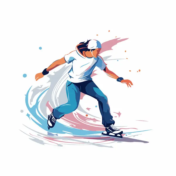 Patinador Skate Ilustração Vetorial Patinador Movimento — Vetor de Stock