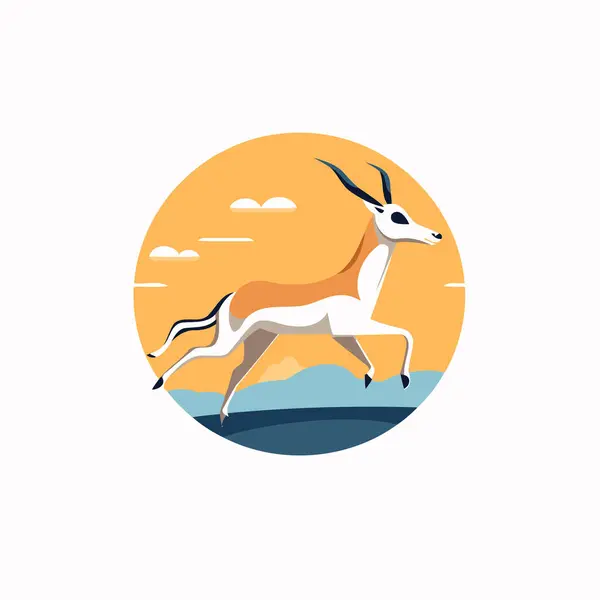 Vektorová Ilustrace Antilopy Stylu Plochého Designu Bílém Pozadí — Stockový vektor