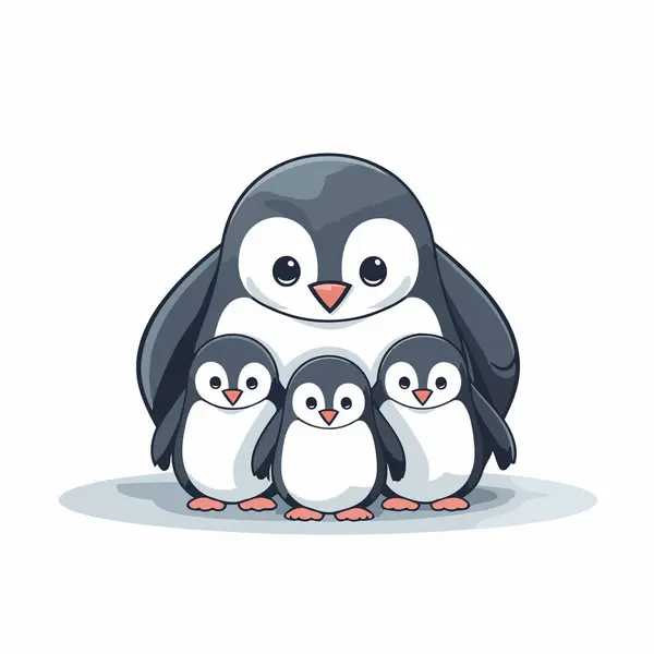 Niedlichen Pinguin Familie Cartoon Vektor Illustration Eps10 Grafik Design — Stockvektor