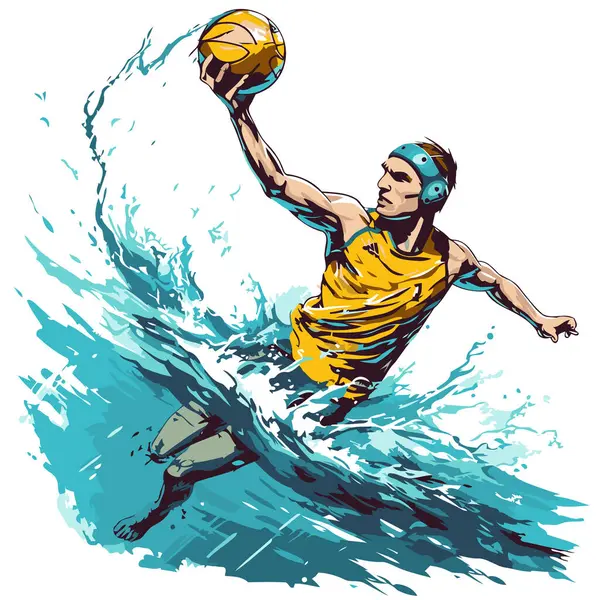 Joueur Water Polo Illustration Vectorielle Joueur Water Polo — Image vectorielle