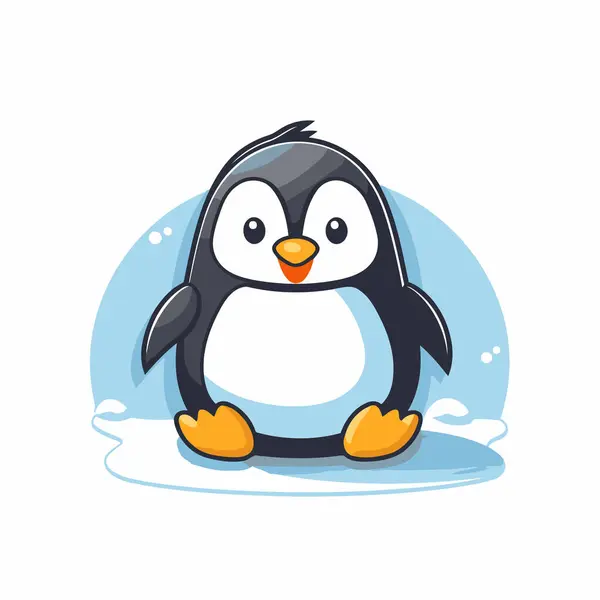 Pinguim Desenho Animado Bonito Ilustração Vetorial Isolada Sobre Fundo Branco — Vetor de Stock