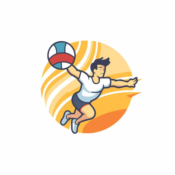 Volleyball Player Ball Vector Illustration White Background — Stock Vector