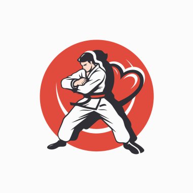 Karateci vektör logosu şablonu. Karate vektör logosu tasarımı.