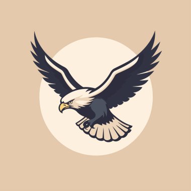 Kartal logo şablonu. Dairedeki uçan kartalın vektör çizimi.