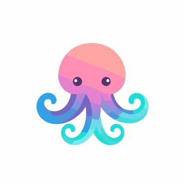 Düz renkli ahtapot simgesi beyaz arkaplanda izole edildi. Deniz hayvanı sembolü