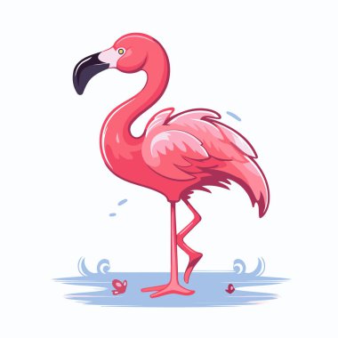 Flamingo. Vektör çizimi. Beyaz arkaplanda izole.