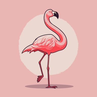 Pembe flamingo. Pembe arka planda bir flamingonun vektör çizimi.