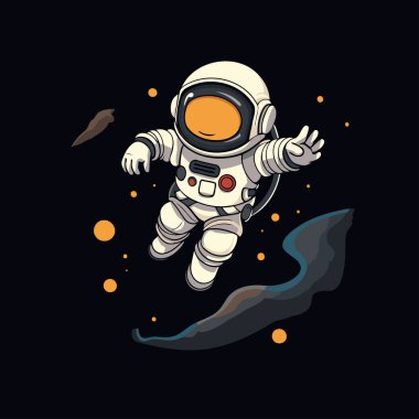 Astronot uzayda uçuyor. Vektör çizimi. Uzayda Astronot.