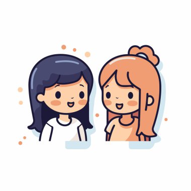 Şirin küçük kızlar karakter vektör illüstrasyon tasarımı avatarları.