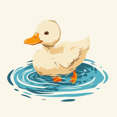 Suda yüzen şirin bir ördek tasviri. vektör illüstrasyonu