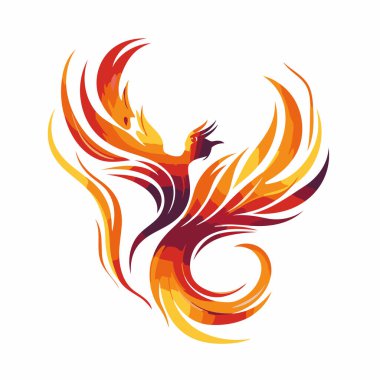 Ateş Kuşu Logosu Tasarımı. Soyut Ateş Kuşu Logosu Tasarımı. Vektör İllüstrasyonu.