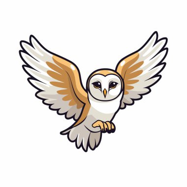 Beyaz bir arkaplanda izole edilmiş kanatları olan bir baykuş tasviri