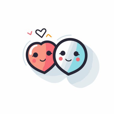 Birbirine aşık sevimli kalpler. Düz biçimli vektör illüstrasyonu