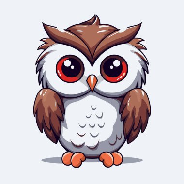 Sevimli çizgi film baykuşu. Beyaz arkaplanda izole edilmiş vektör illüstrasyonu.