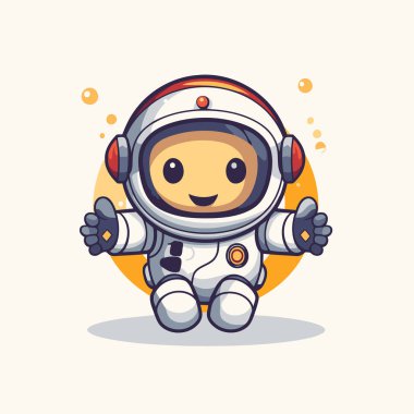 Tatlı astronot çizgi film karakteri. Sevimli astronot. Vektör illüstrasyonu.
