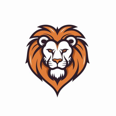 Aslan başlı maskot logosu tasarım şablonu. Aslan başı illüstrasyonu.