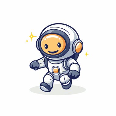 Uzay giysili astronot. Beyaz arkaplanda vektör illüstrasyonu.