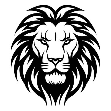 Aslan başı beyaz arka planda izole edilmiş. Tasarımınız için vektör illüstrasyonu